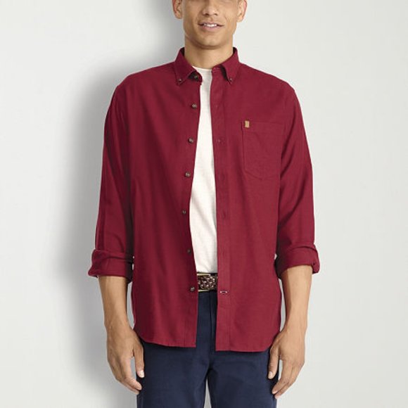 IZOD Stratton Men's Moisture Wicking Classic Fit Flannel Shirt - L - Red - NWT - Picture 1 of 2